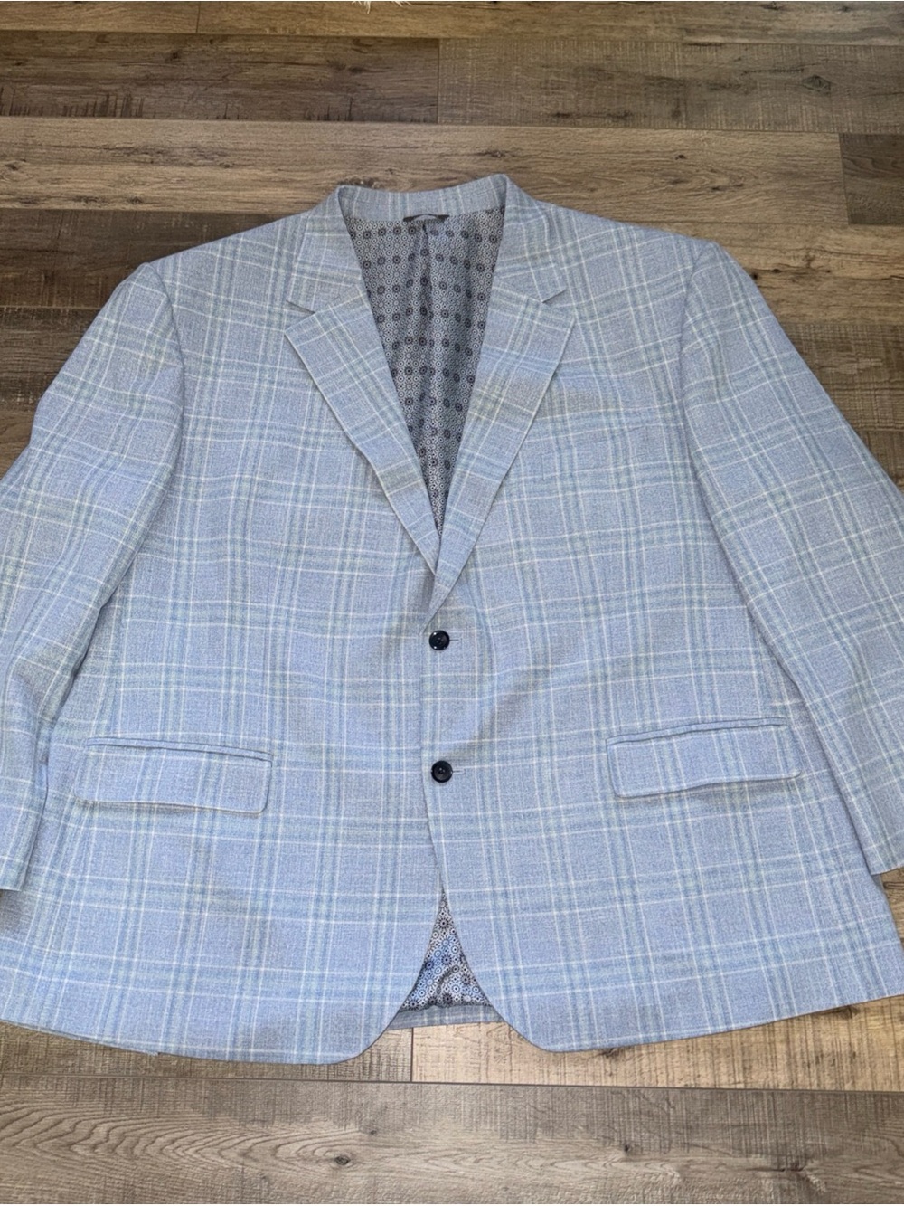 Oak Hill 3XLT Light Blue Plaid Men's Blazer - Classic Two-Button Sport Coat